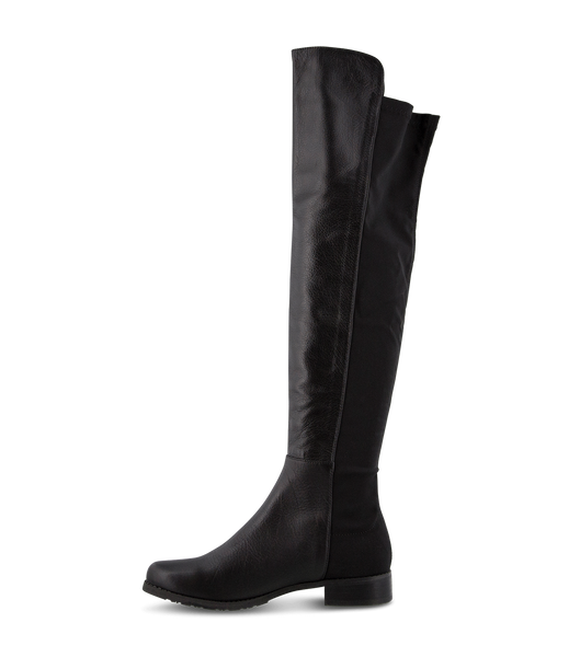 Tony Bianco Panache Black Luxe/Black Micro Stretch 3cm Flat Boots Black | EMYVG21545
