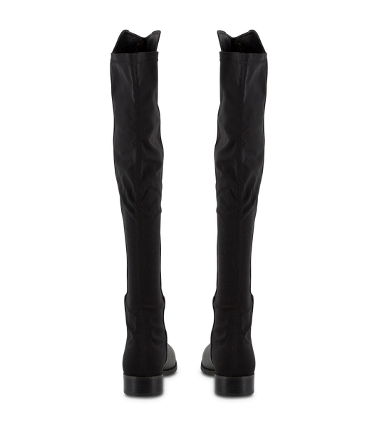 Tony Bianco Panache Black Luxe/Black Micro Stretch 3cm Flat Boots Black | EMYVG21545