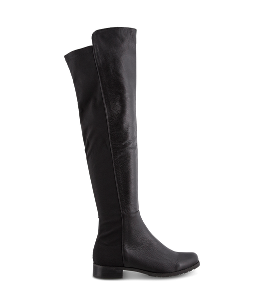 Tony Bianco Panache Black Luxe/Black Micro Stretch 3cm Flat Boots Black | EMYVG21545