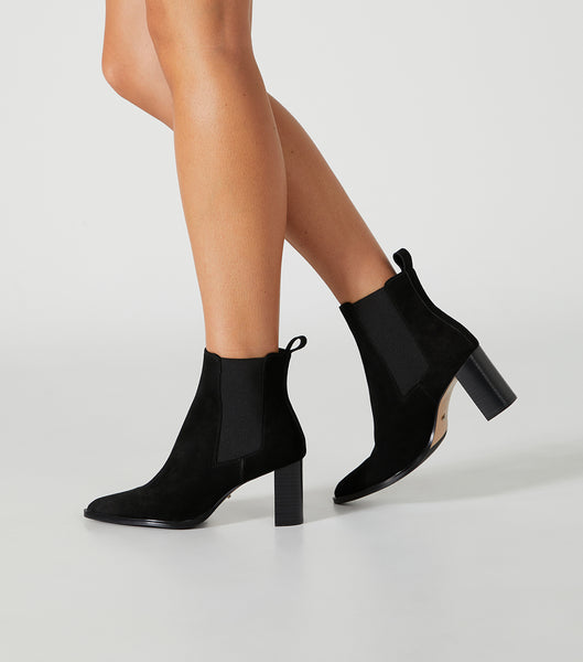 Tony Bianco Piston Black Suede 7.5cm Heeled Boots Black | MYJVR40818