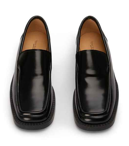 Tony Bianco Teddy Black Hi Shine 4cm Loafers Black | QMYUV12632