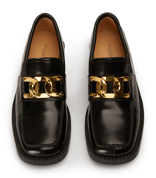 Tony Bianco Tia Black Hi Shine 4cm Loafers Black | MYNZX22322