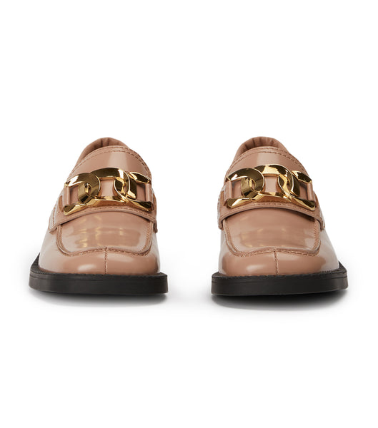 Tony Bianco Tia Latte Hi Shine 4cm Loafers Beige | ZMYNQ21338