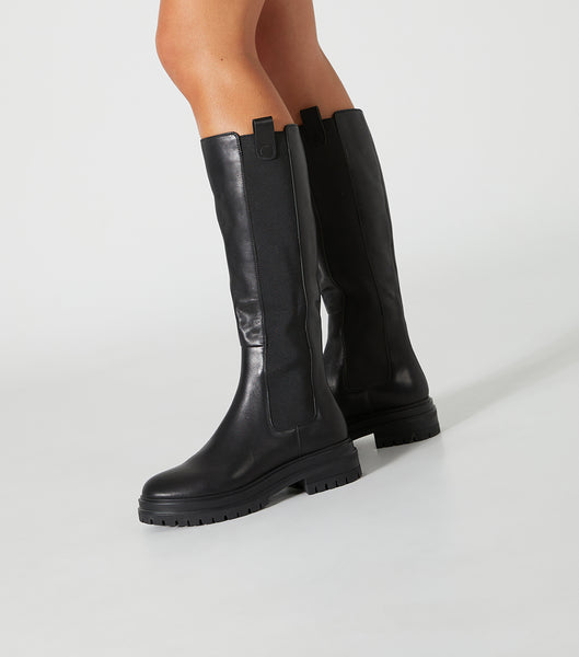 Tony Bianco Winx Black Venice 4.5cm Mid Calf Boots Black | MYNEJ11355
