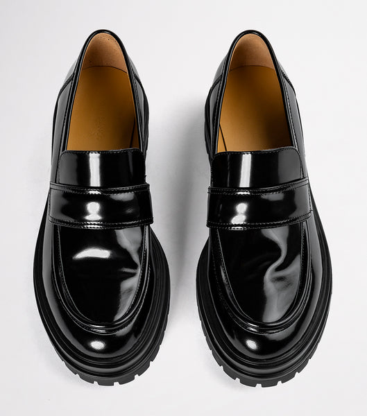 Tony Bianco Wiz Black Hi Shine 4.5cm Loafers Black | MYICD19396