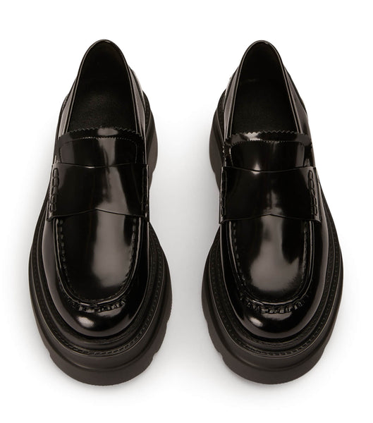 Tony Bianco Zomp Black Hi Shine 7.5cm Loafers Black | MYZPD33957