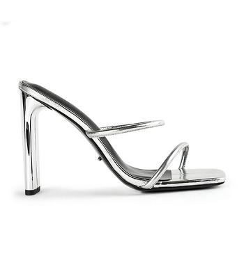 Tony Bianco Florence Silver Foil 11cm Strappy Heels Silver | MMYHR62614
