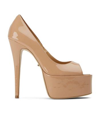 Tony Bianco Jolee Nude Patent 15cm Platform Shoes Beige | MYJBT47952