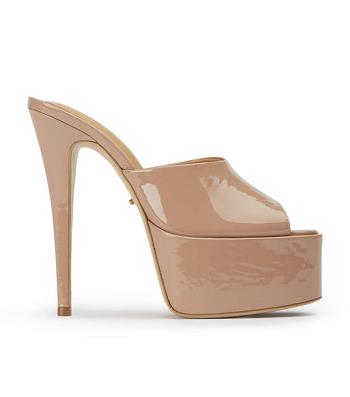 Tony Bianco Jordyn Coco Patent 15cm Platform Shoes Beige | DMYVO84961