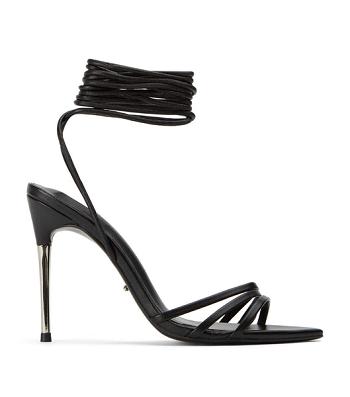 Tony Bianco Mavis Black Nappa 10.5cm Strappy Heels Black | MYJBT58511