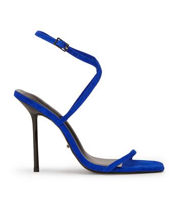 Tony Bianco Naxos Azure Suede 10.5cm Strappy Heels Azure | BMYSD49676