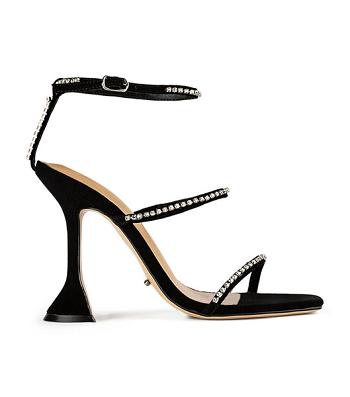 Tony Bianco Shy Black Suede 10.5cm Bling Heels Black | MYDYB96961